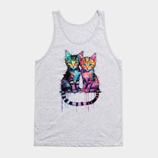 A colorful image of two cute cats Tank Top